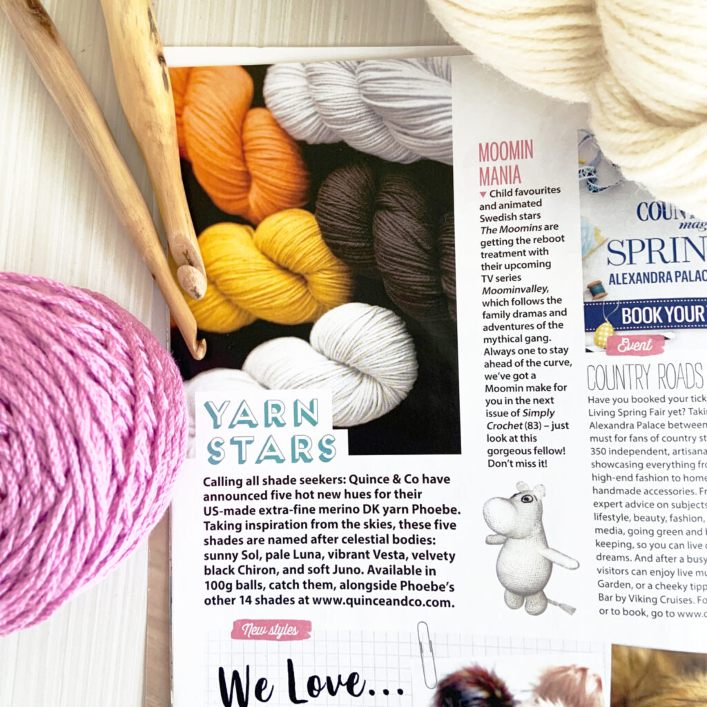 Simply Crochet features trendy yarn dyers and fresh new colors.