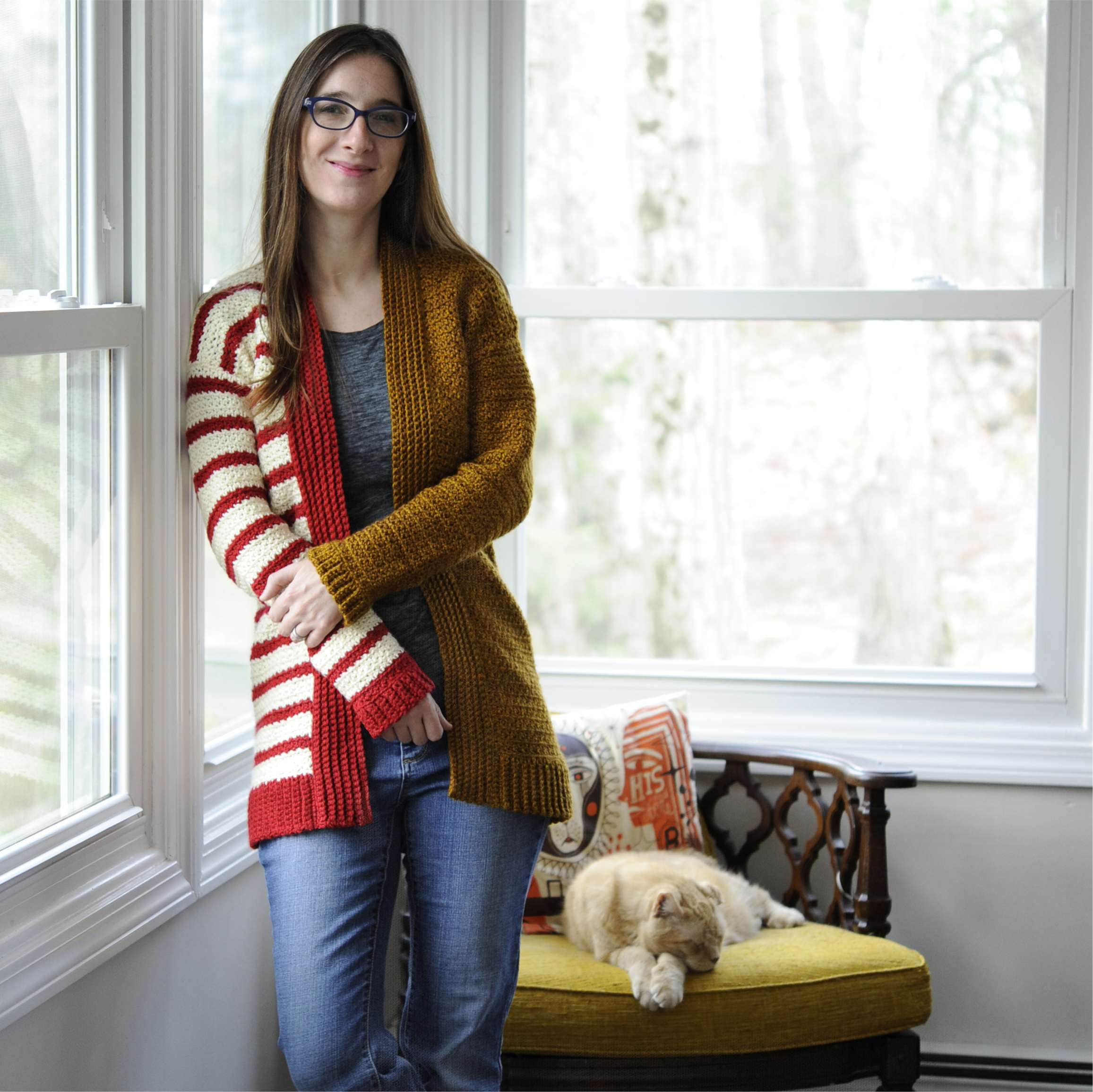 Stripe Blocked Crochet Cardigan - Indie 