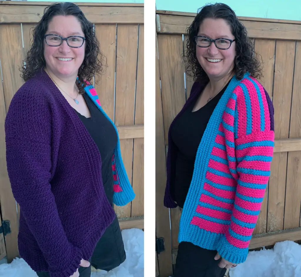 A bright version of the crochet cardigan pattern.