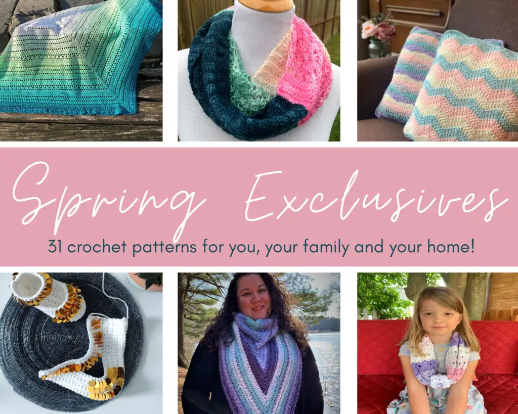 The Spring Exclusives Collection is a 31 pattern bundle curated by Cosy Rosie UK featuring designers from the Crochet Business Academy.