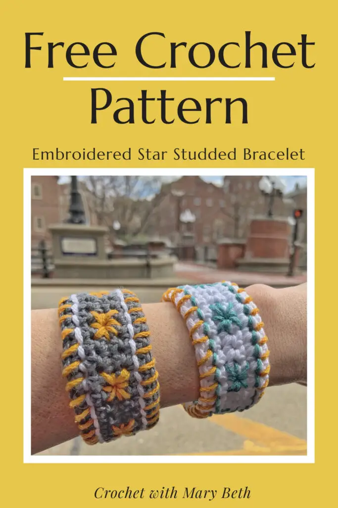 The latest crochet craze is embroidery on crochet! Want to learn? The Star Studded Bracelet pattern is for the crocheter who loves to learn new things but doesn’t have time for a gigantic project. You will feel a sense of accomplishment when you learn this technique in less than 2 hours! The pattern includes written instructions, instructional illustrations, and a star stitch video tutorial. It's the perfect quick gift & scrap project (only 25 yards). Click through for the free pattern.