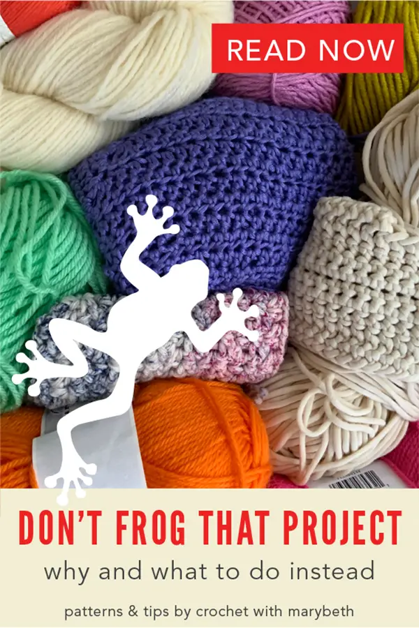 Stop frogging your crochet projects!  It's bad fro your crojo.

Find out why and what to do instead in this inspirational article prompted by some creative advice.

Read it now.

#crochetproject #crochetinspiration #froggedproject #crojo