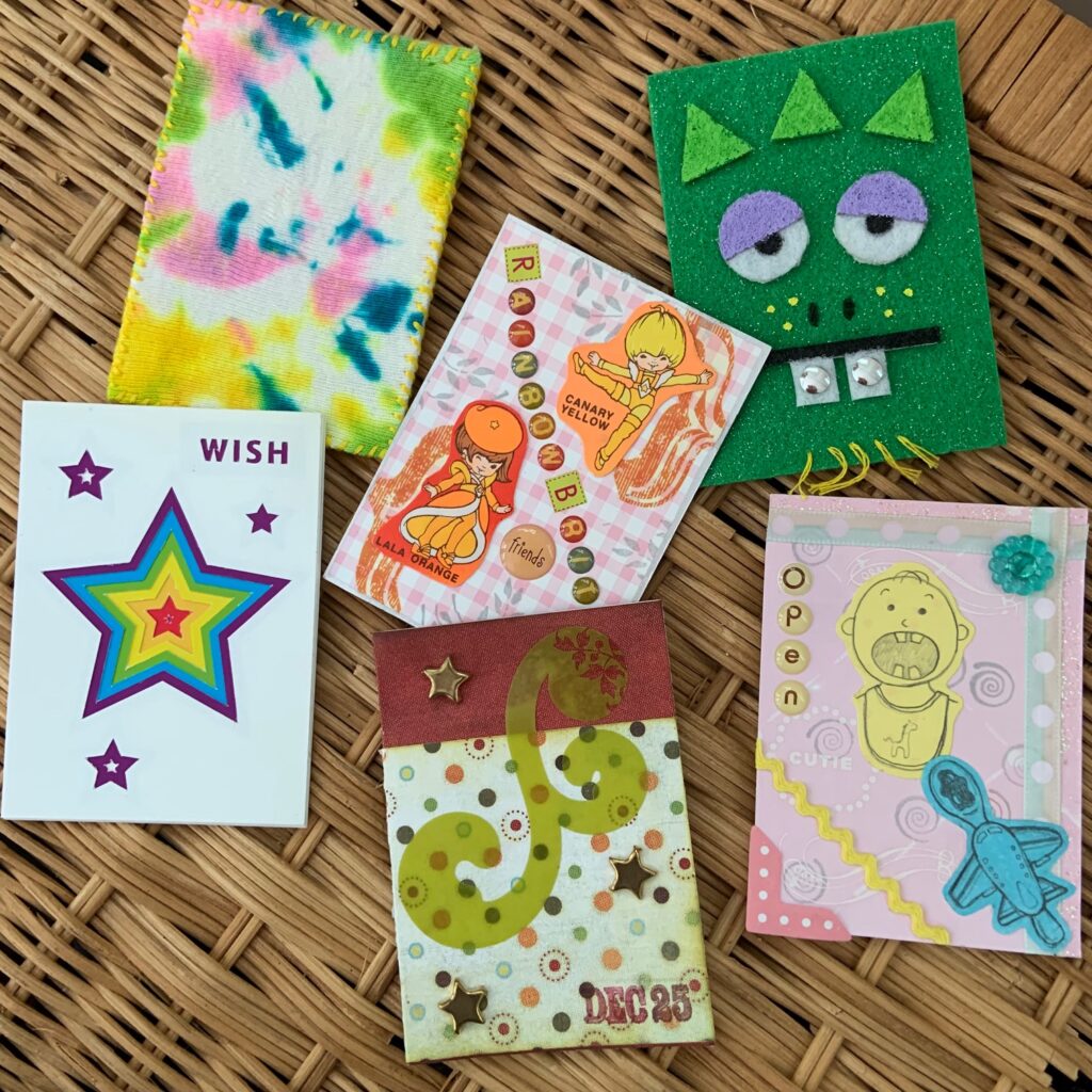 Artist trading cards made by Mary Beth Cryan cut using her "don't look too close" method.