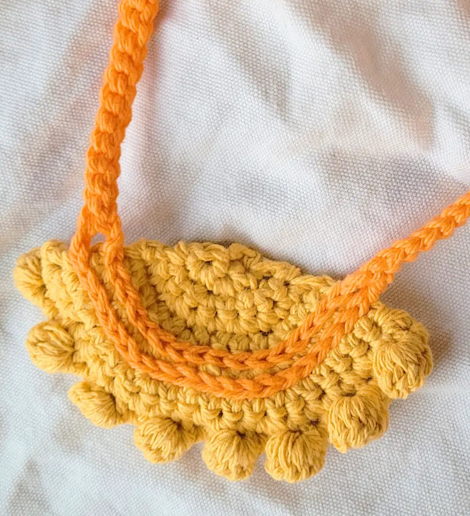 yellow and orange crochet necklace